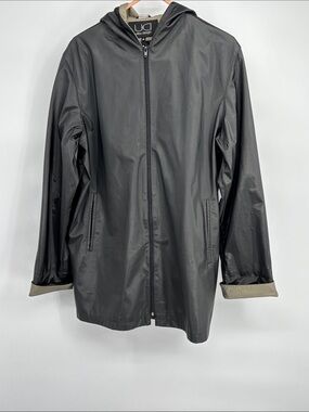 Utex Design Black Polyvinyl Zip Hood Zip Front Cuff Sleeve Pockets Lined M